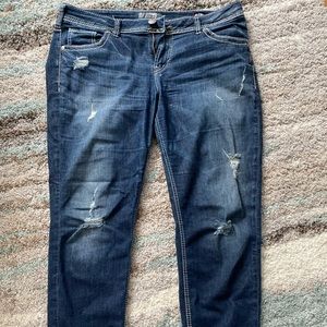 Size 34X25 Silver Boyfriend Capri jeans